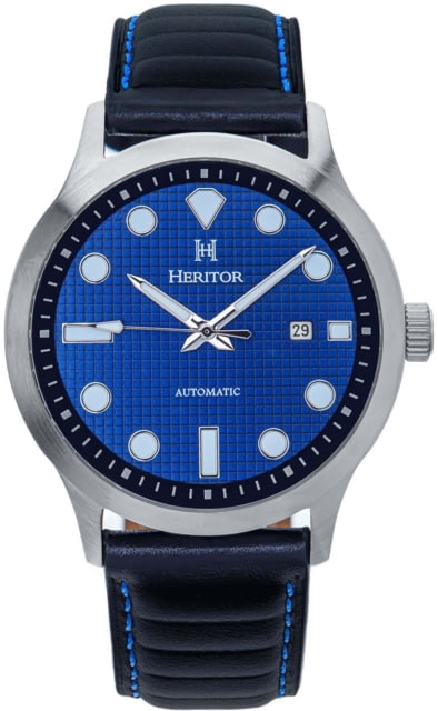 Heritor Automatic Bradford Leather-Band Watch w/Date Blue/Black One Size
