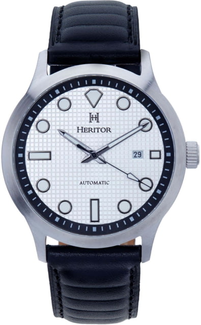Heritor Automatic Bradford Leather-Band Watch w/Date Silver/Black One Size