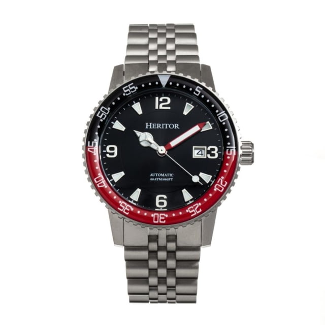 Heritor Automatic Dominic Bracelet Watch w/Date Black/Red/Black - Men's