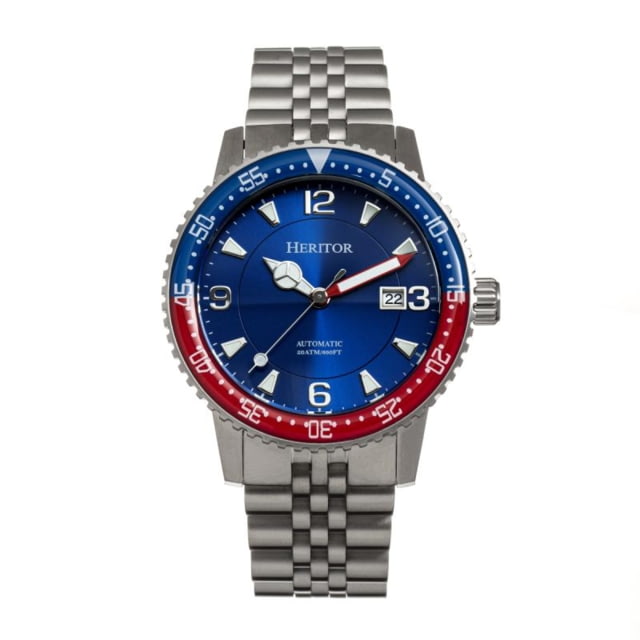 Heritor Automatic Dominic Bracelet Watch w/Date Red/Blue/Blue - Men's