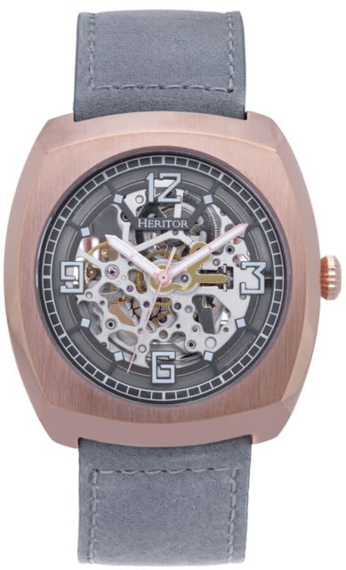 Heritor Automatic Gatling Skeletonized Leather-Band Watch Rose Gold/Gray  Rose Gold/Gray One Size