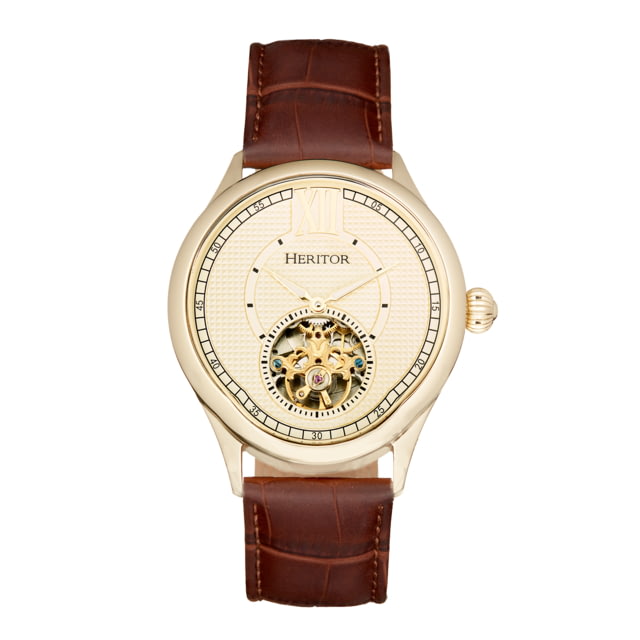 Heritor Automatic Hayward Semi-Skeleton Watch - Mens Gold/Brown One Size