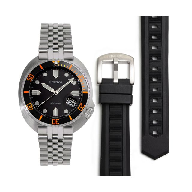 Heritor Automatic Matador Box Set with Interchangable Bands and Date Display Black/Orange One Size