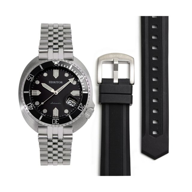 Heritor Automatic Matador Box Set with Interchangable Bands and Date Display Black/Silver One Size
