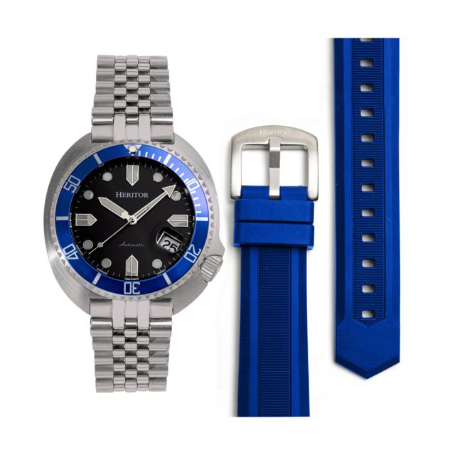 Heritor Automatic Matador Box Set with Interchangable Bands and Date Display Blue/Silver One Size