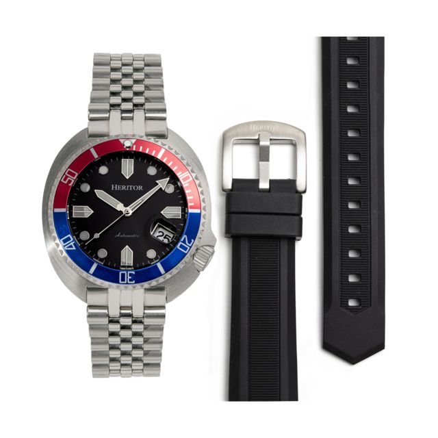 Heritor Automatic Matador Box Set with Interchangable Bands and Date Display Red/Blue One Size