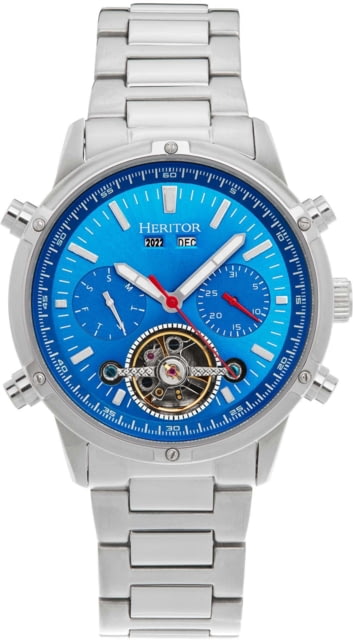 Heritor Automatic Wilhelm Semi-Skeleton Bracelet Watch w/Day/Date Silver/Blue One Size