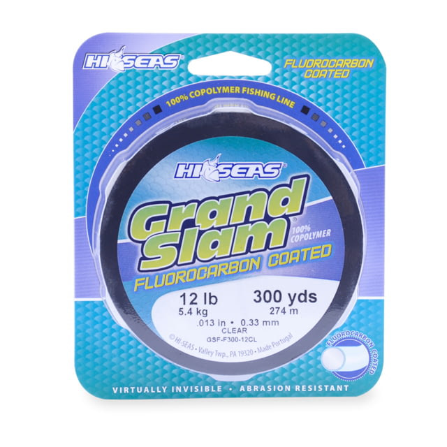Hi-Seas Grand Slam Fluorocarbon Coated Fishing Line 12 lb Clear 300 yd