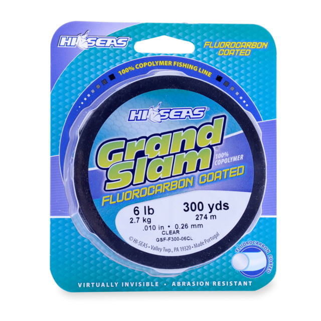 Hi-Seas Grand Slam Fluorocarbon Coated Fishing Line 6 lb Clear 300 yd