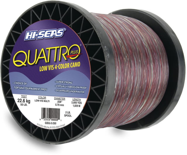 Hi-Seas Hi-Seas  Quattro Monofilament Line 40lb 4-Color Camo 2800yd