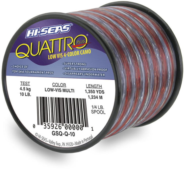Hi-Seas Hi-Seas  Quattro Monofilament Line 50lb 4-Color Camo 250yd