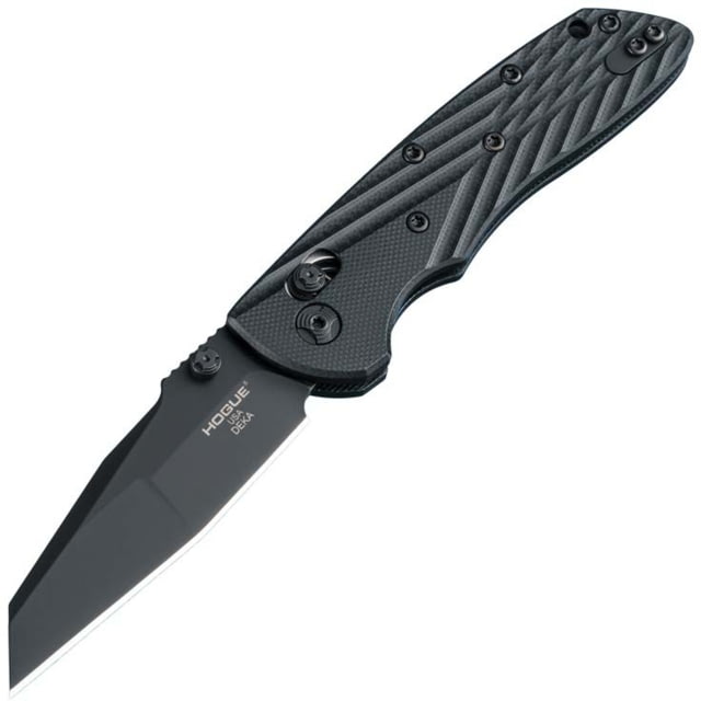 Hogue Deka Folding Knife 3.25 in CPM 20CV Stainless Steel Wharncliffe Blade Black Cerakote Black G10 Handle
