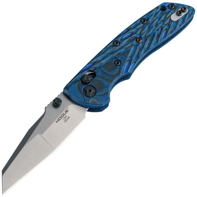 Hogue Deka Folding Knife 3.25 in CPM 20CV Stainless Steel Wharncliffe Blade Stone Tumbled Blue Lava G10 Handle