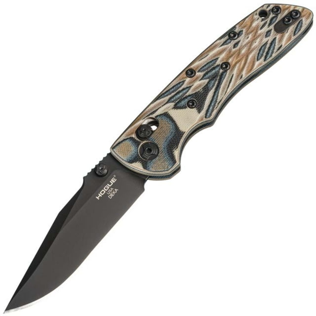 Hogue Deka Folding Knife 3.25 in CPM 20CV Stainless Steel Clip Point Blade Black Cerakote Dark Earth G10 Handle