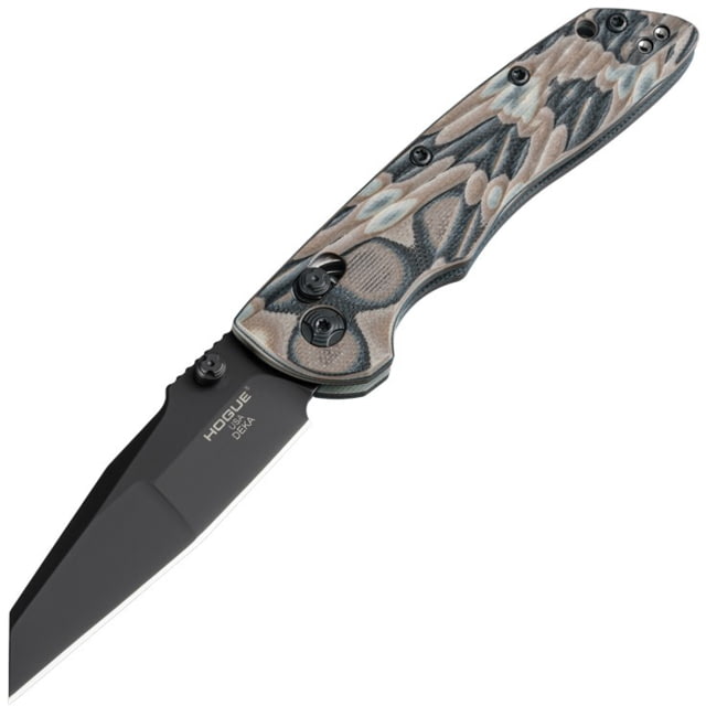 Hogue Deka Folding Knife 3.25 in CPM 20CV Stainless Steel Wharncliffe Blade Black Cerakote Dark Earth G10 Handle