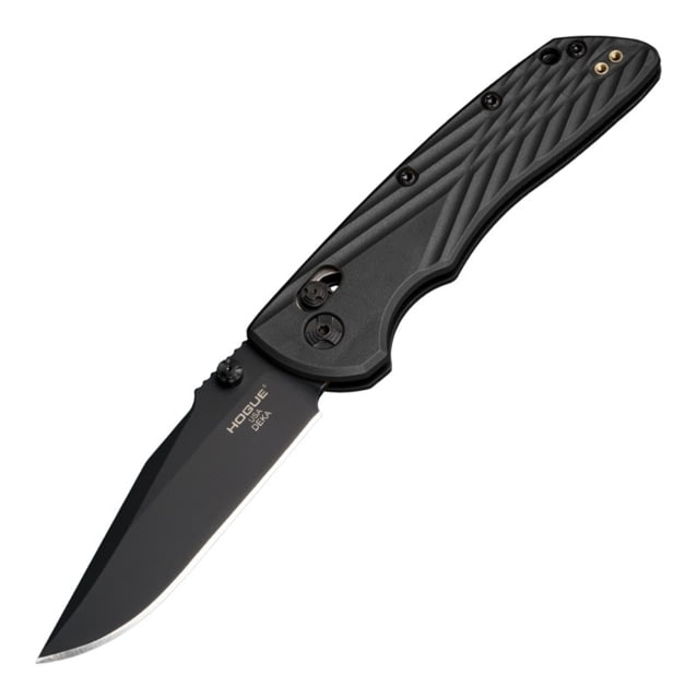 Hogue Deka Folding Knife 3.25 in CPM MagnaCut Stainless Steel Clip Point Blade Black Cerakote Black Glass Fiber Reinforced Polymer Handle
