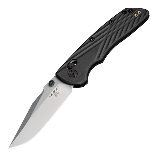 Hogue Deka Folding Knife 3.25 in CPM MagnaCut Stainless Steel Clip Point Blade Stone Tumbled Black Glass Fiber Reinforced Polymer Handle