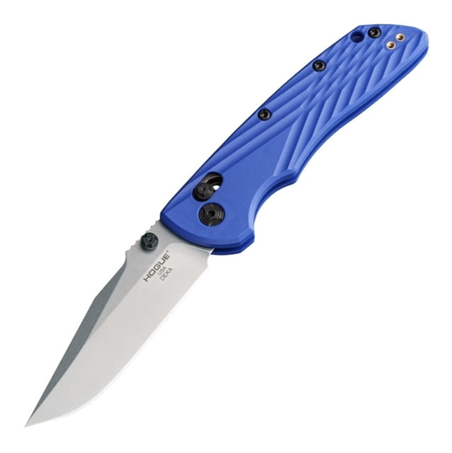 Hogue Deka Folding Knife 3.25 in CPM MagnaCut Stainless Steel Clip Point Blade Stone Tumbled Blue Glass Fiber Reinforced Polymer Handle