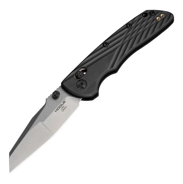 Hogue Deka Folding Knife 3.25 in CPM MagnaCut Stainless Steel Wharncliffe Blade Stone Tumbled Black Glass Fiber Reinforced Polymer Handle