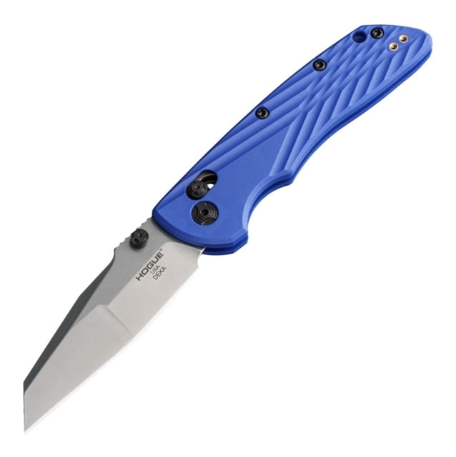 Hogue Deka Folding Knife 3.25 in CPM MagnaCut Stainless Steel Wharncliffe Blade Stone Tumbled Blue Glass Fiber Reinforced Polymer Handle