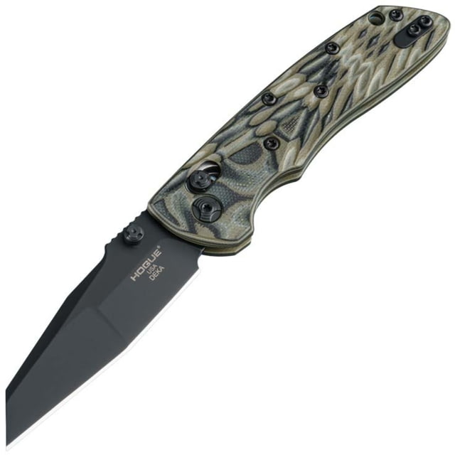 Hogue Deka Folding Knife 3.25 in CPM 20CV Stainless Steel Wharncliffe Blade Black Cerakote Green G10 Handle