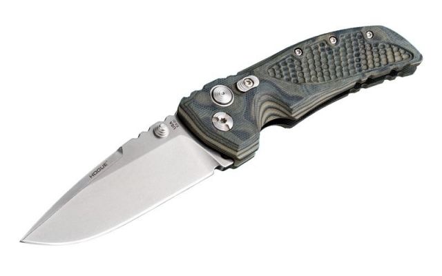Hogue EX-01 3.5in Tactical Folder Drop Point Blade Tumble Finish G-10 Frame - G-Mascus Green