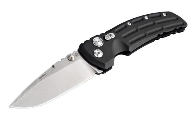 Hogue EX-01 4in Tactical Folder Drop Point Blade Tumble Finish Alum Frame - Matte Black