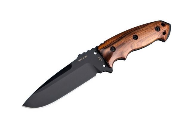 Hogue EX-F01 5 1/2in. Fixed Drop Point Blade A-2 Black Kote Wood Scales Coco Bolo