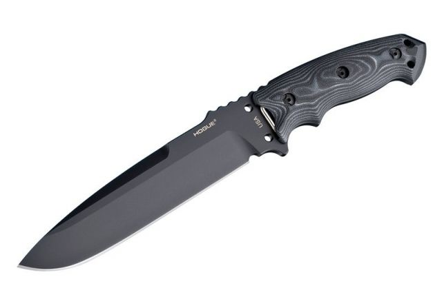 Hogue EX-F01 7in Fixed Drop Point Blade A-2 Black Kote G-10 Scales - G-Mascus Black
