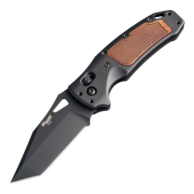 Hogue SIG K320 AXG Classic Folding Knife 3.5in Black Cerekote Finish CPM-S30V Tanto Black/Walnut Handle 6061-T6 Hard-Anodized Aluminum Handle