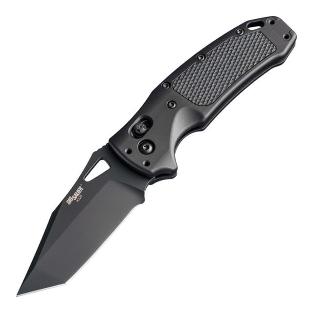 Hogue Sig K320 AXG Pro Folding Knife 3.5in Black Cerekote Finish CPM-S30V Tanto Black Handle 6061-T6 Hard-Anodized Aluminum Handle