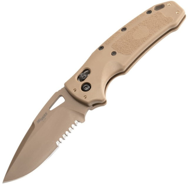 Hogue Sig K320 M17/M18 Folding Knife 3.5in Drop Point Partially Serrated Coyote Tan