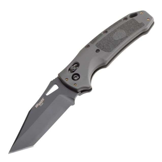 Hogue Sig K320 Tactical Folding Knife 3.5in Black Finish CPM-S30V Tanto Gray Handle Polyamide Nylon 12 Handle