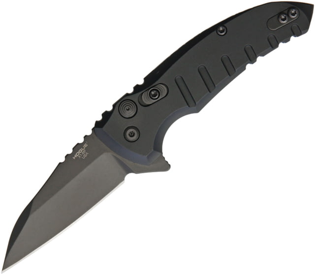 Hogue X1 Microflip Button Lock Folding Knife 2.75" black finish 154CM stainless Wharncliffe bla Black matte finish aluminum handle