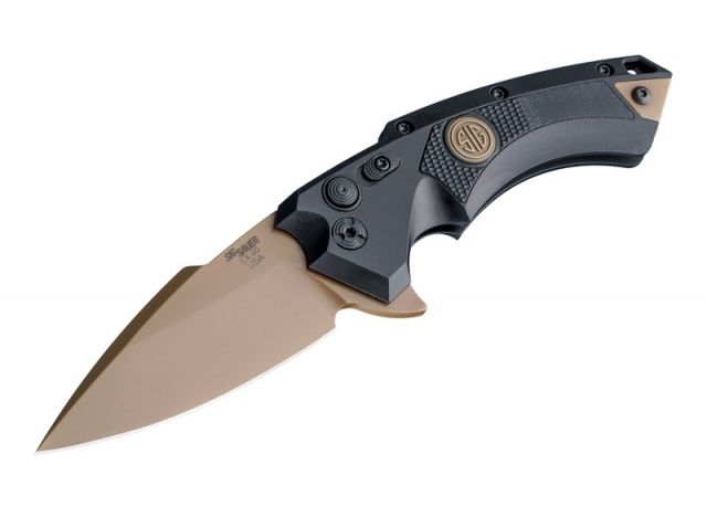 Hogue X5 3.5in Sig Emperor Scorpion Folder CPM154 Spear Point Blade FDE PVD Finish Aluminum Frame/G10 Insert Black