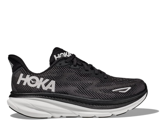 Hoka Clifton 9 Road Running Shoes - Womens Black/White 7.5B