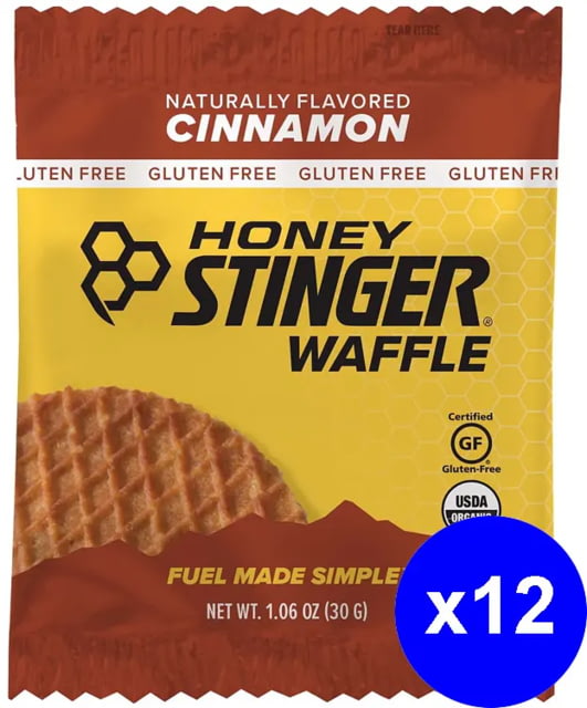 Honey Stinger Gluten Free Organic Waffle Cinnamon -1 oz Packet/12 Count Box 12 Pack