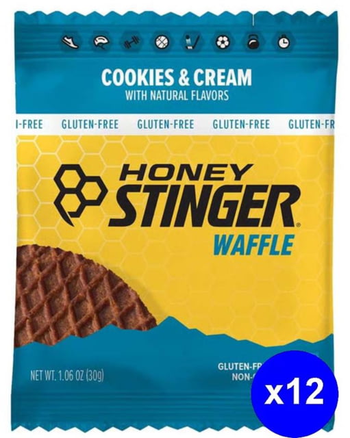 Honey Stinger Gluten Free Organic Waffle Cookies & Cream 1 oz Pack/12 Count Box