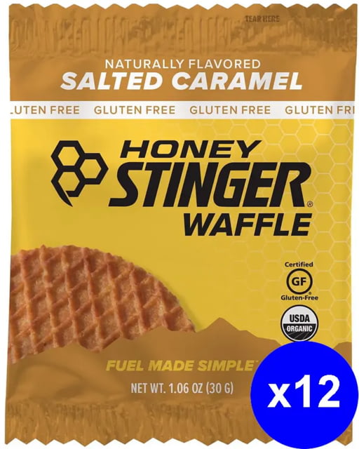 Honey Stinger Gluten Free Organic Waffle Salted Caramel -1 oz Packet/12 Count Box 12 Pack
