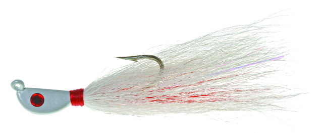 Hookup Big Bucktail Jig 1 1/2 oz White/Red/White 6/0 Mustad Forged Duratin Hook