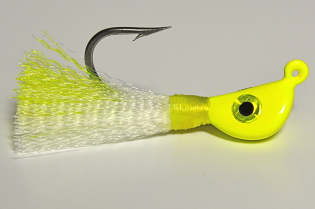 Hookup SynTail X Pompano Jig 3/8 oz Chartreuse/White 2/Pack 2/0 Mustad Duratin Hook
