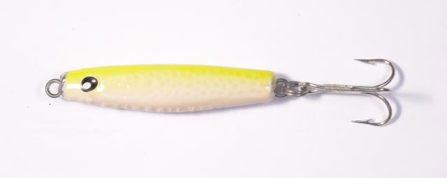 HR Tackle Short Body Stingsilver Jig 2 oz Chartreuse Back White Belly