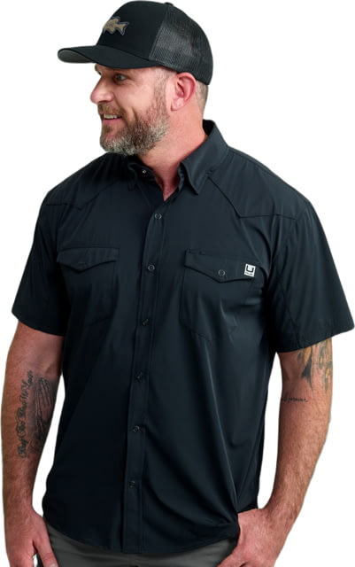 HUK Performance Fishing Diamond Back Short Sleeve Shirt - Men's Black Large