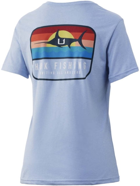 HUK Performance Fishing Sunset Marlin V-Neck Tee - Womens Coastle Sky Heather M