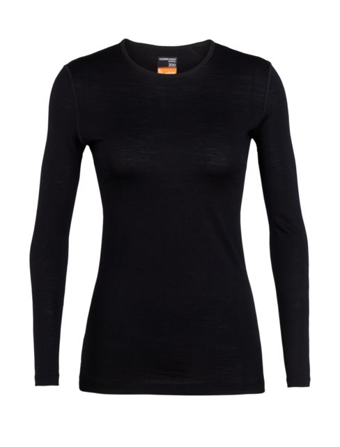 Icebreaker Merino 200 Oasis LS Crewe - Women's Black Extra Small