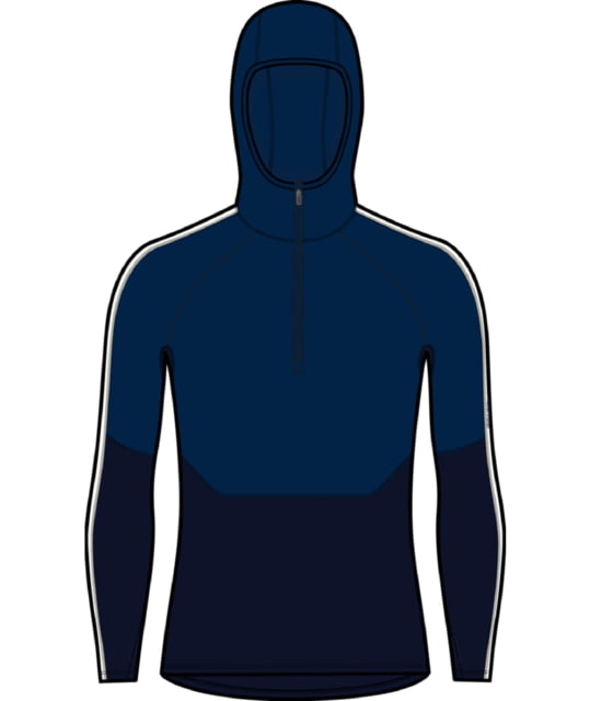 Icebreaker 200 Sonebula Long Sleeve Half Zip Thermal Hood - Men's Midnight Navy/Royal Navy/Snow/Cb Large