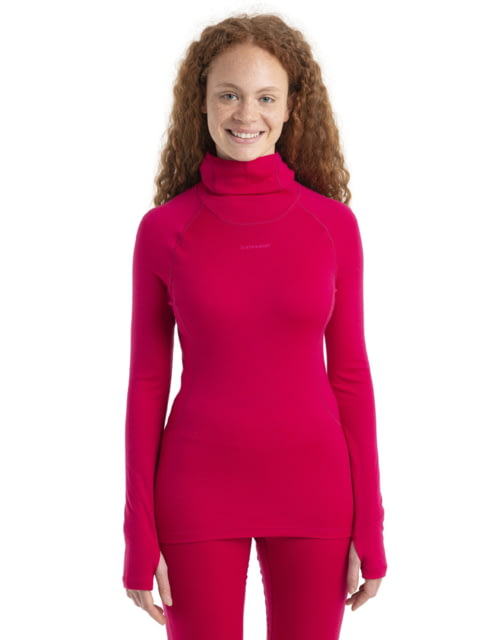 Icebreaker 300 MerinoFine Long Sleeve Roll Neck Thermal Top - Women's Electron Pink Small
