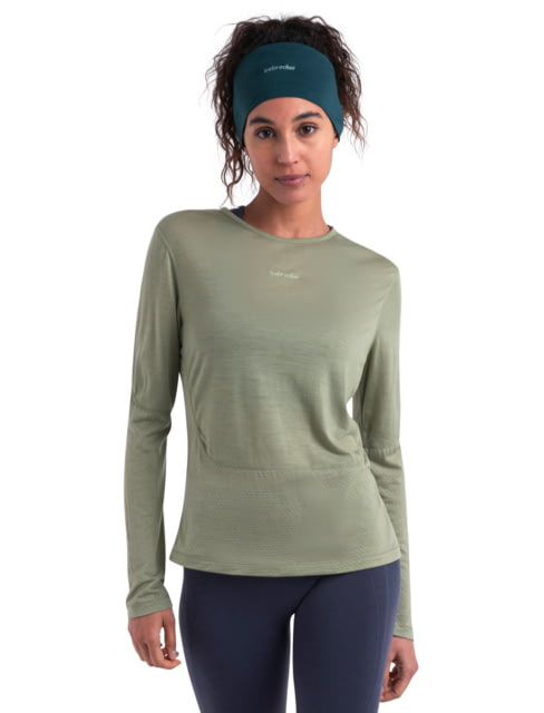 Icebreaker Merino 125 ZoneKnit Energy Wind LS Tee - Women's Lichen Large