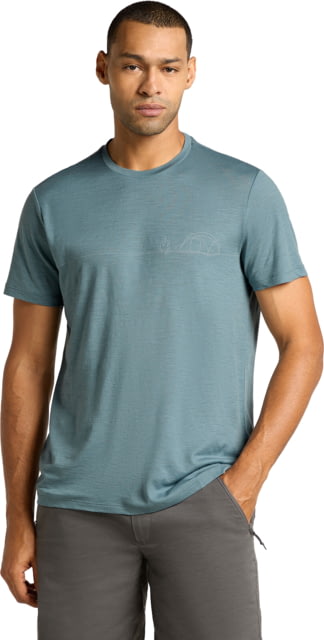 Icebreaker Merino 150 Tech Lite SS T-Shirt Single Line Camp - Men's Blue Ash Large