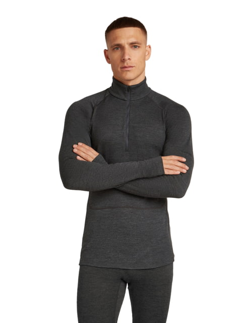 Icebreaker Icebreaker Merino 260 ZoneKnit Long Sleeve Half Zip Thermal Top - Men's Jet HTHR Large
